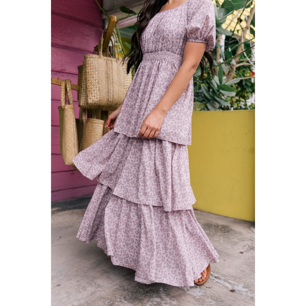 Gal meets glam Anthropologie tiered ruffle dress 2 - Picture 2 of 8